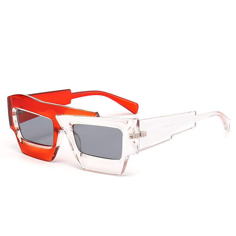 Wholesale Large Frame Irregular Thick Edge PC Sunglasses